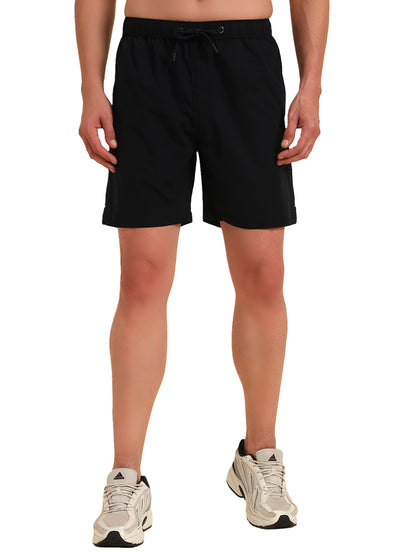 Men's Navy Blue Solid Regular Fit Casual Bermuda