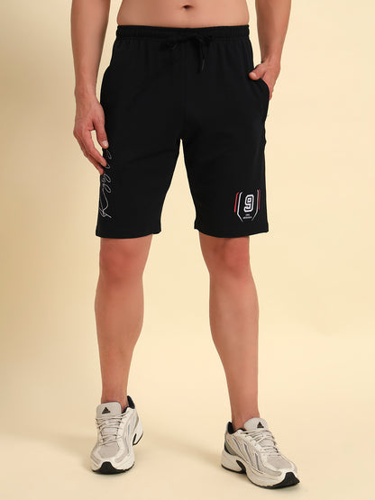 Men's Navy Blue Printed Regular Fit Casual Bermuda