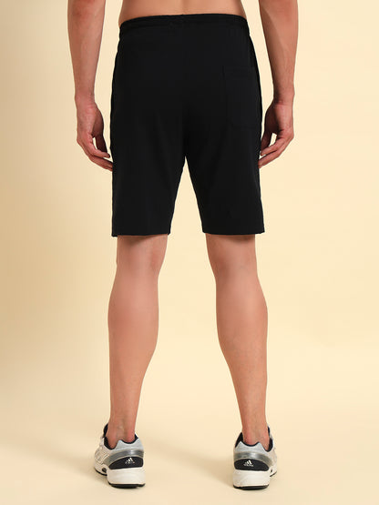 Men's Navy Blue Printed Regular Fit Casual Bermuda