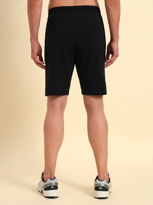 Men's Navy Blue Printed Regular Fit Casual Bermuda