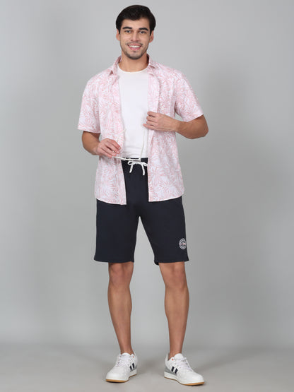 Men's Solid Blue Regular Fit Casual Bermuda