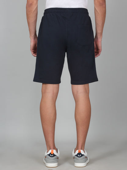 Men's Solid Blue Regular Fit Casual Bermuda