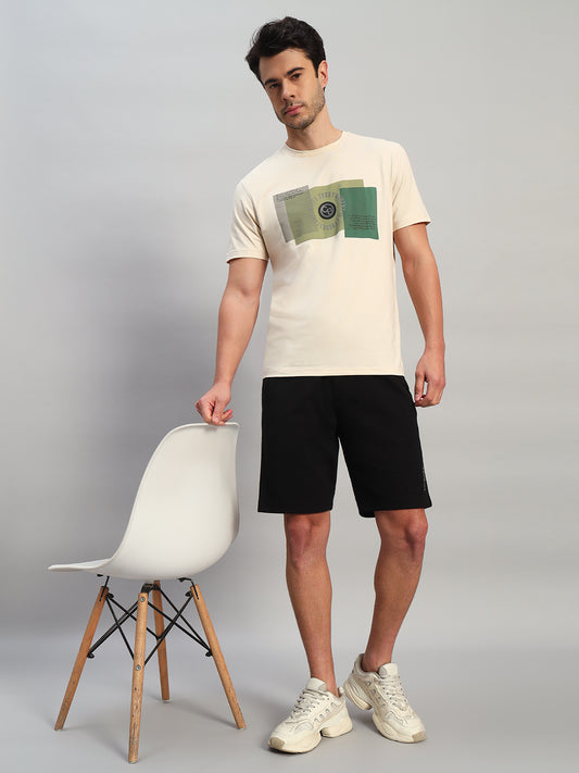 Men's Solid Black Regular Fit Casual Bermuda