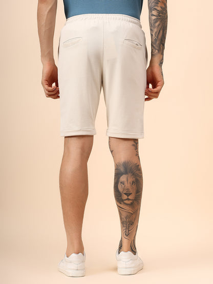 Men's Solid Off White Regular Fit Casual Bermuda