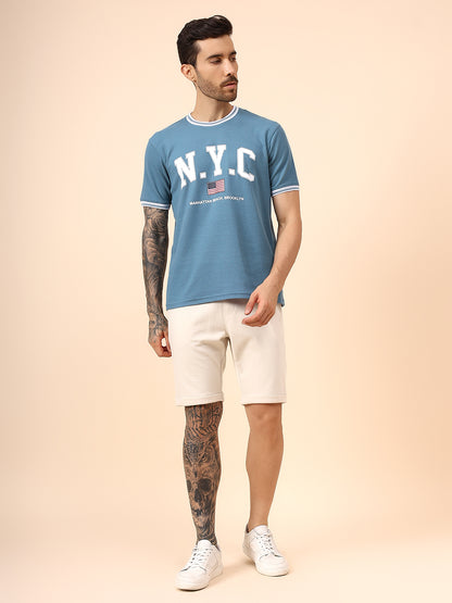 Men's Solid Off White Regular Fit Casual Bermuda