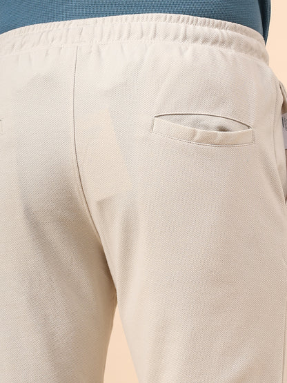 Men's Solid Off White Regular Fit Casual Bermuda