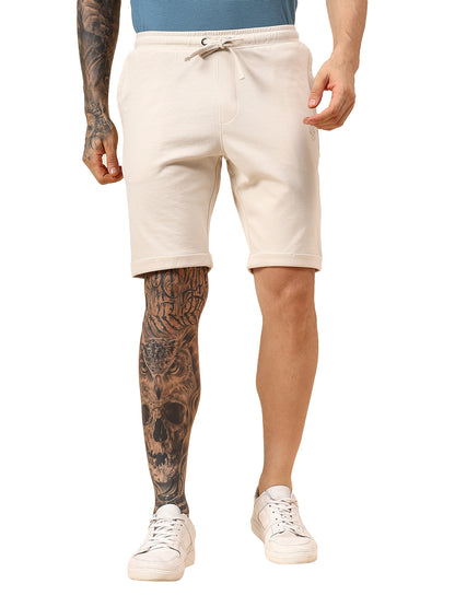 Men's Solid Off White Regular Fit Casual Bermuda
