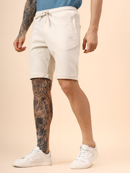 Men's Solid Off White Regular Fit Casual Bermuda