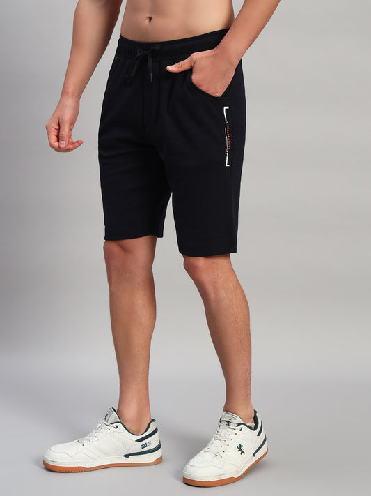 Men's Solid Blue Regular Fit Casual Bermuda