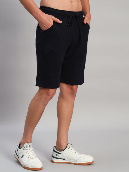 Men's Solid Blue Regular Fit Casual Bermuda