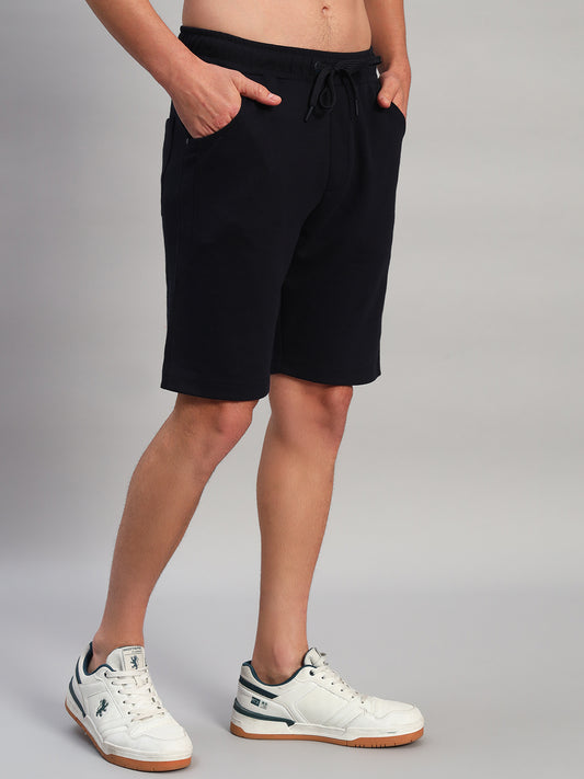 Men's Solid Blue Regular Fit Casual Bermuda