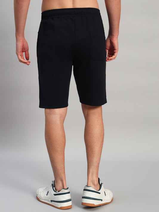 Men's Solid Blue Regular Fit Casual Bermuda