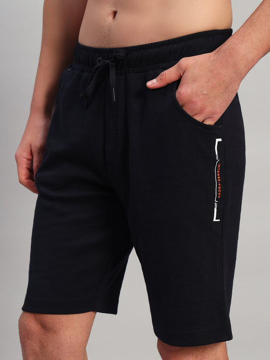 Men's Solid Blue Regular Fit Casual Bermuda