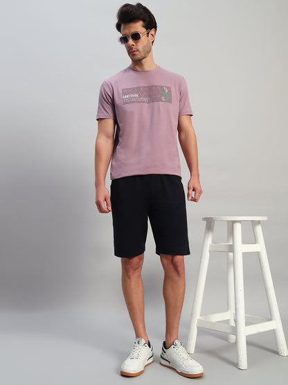 Men's Solid Blue Regular Fit Casual Bermuda