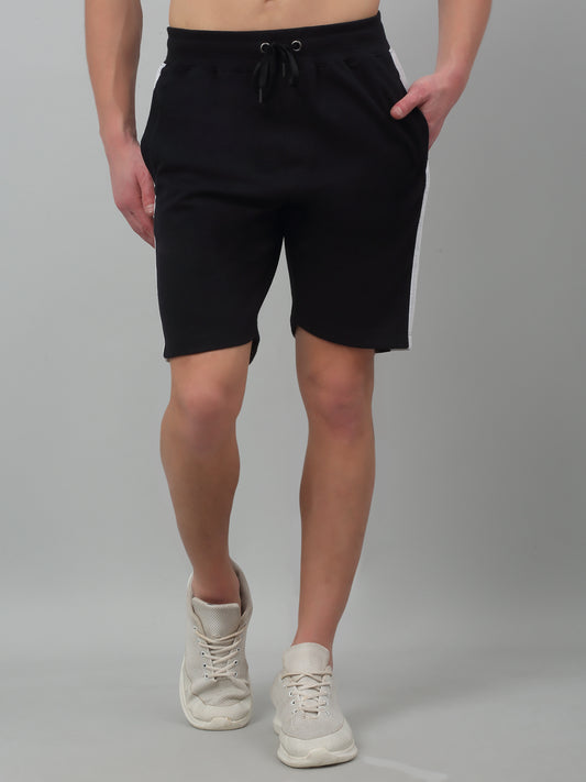 Navy Blue Solid Above Knee Drawstring Bermuda For Men