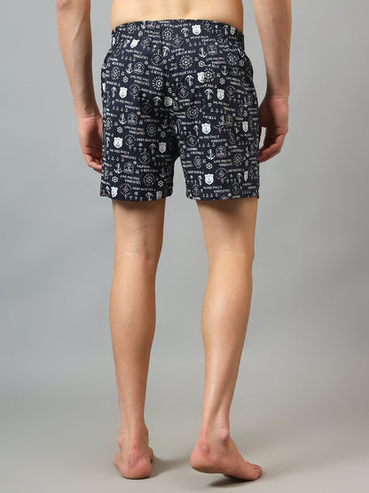 Men's Navy Blue Printed Boxer