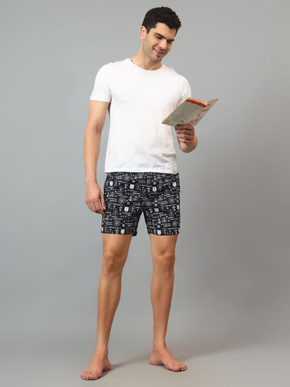 Men's Navy Blue Printed Boxer