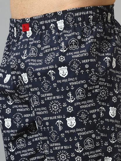 Men's Navy Blue Printed Boxer