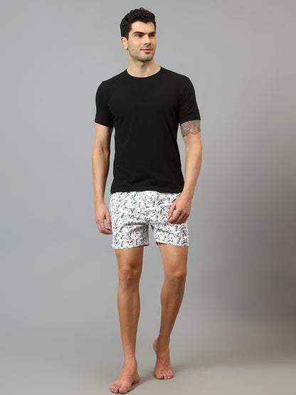 Men's White Printed Boxer