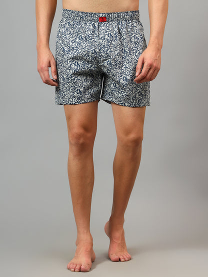 Men's Navy Blue Printed Boxer