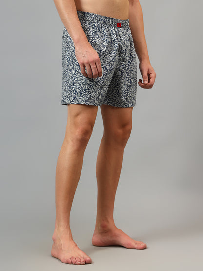 Men's Navy Blue Printed Boxer