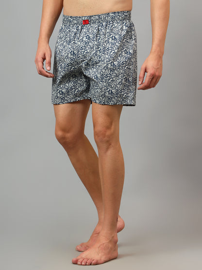 Men's Navy Blue Printed Boxer