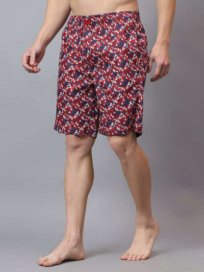 Men's Maroon Printed Boxer
