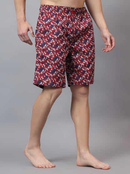 Men's Maroon Printed Boxer