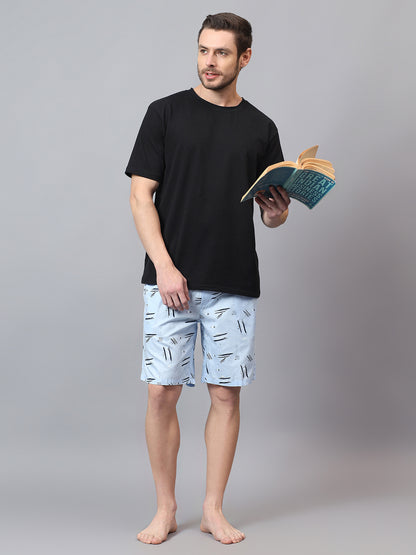 Men's Sky Blue Printed Boxer