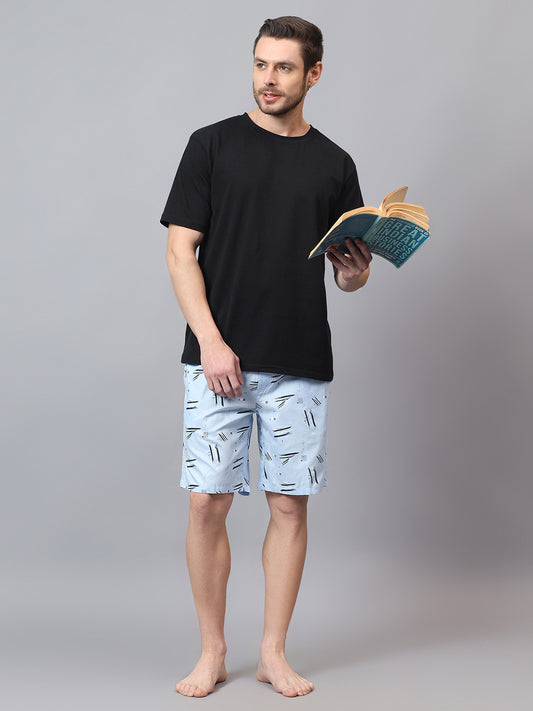 Men's Sky Blue Printed Boxer