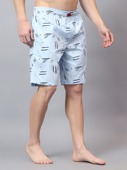 Men's Sky Blue Printed Boxer