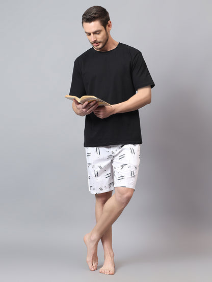 Men's White Printed Boxer