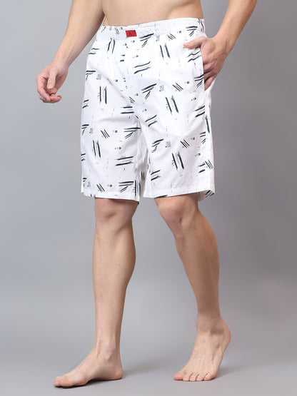 Men's White Printed Boxer