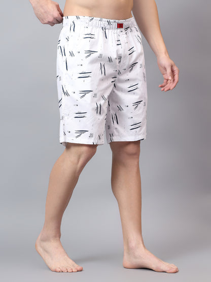 Men's White Printed Boxer
