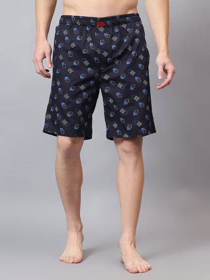 Men's Navy Blue Printed Boxer