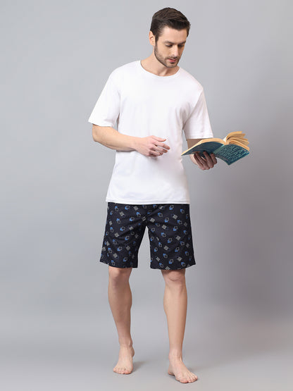 Men's Navy Blue Printed Boxer