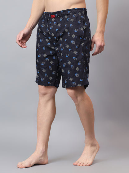 Men's Navy Blue Printed Boxer