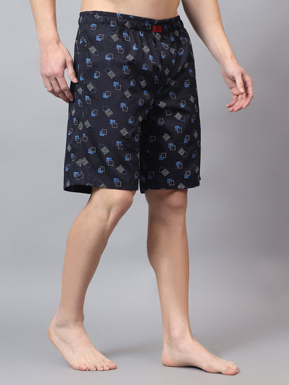 Men's Navy Blue Printed Boxer