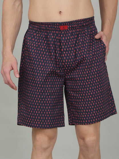 Men's Navy Blue Printed Boxer