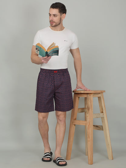 Men's Navy Blue Printed Boxer
