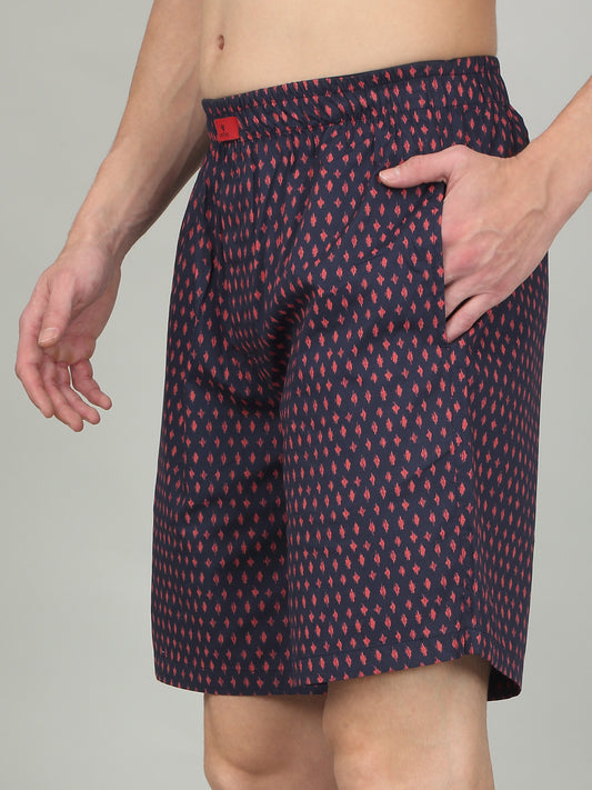 Men's Navy Blue Printed Boxer
