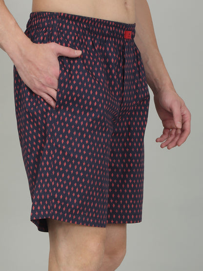 Men's Navy Blue Printed Boxer