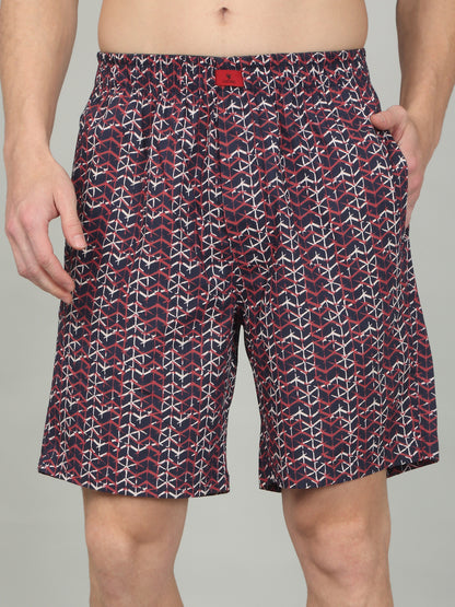Men's Navy Blue Printed Boxer