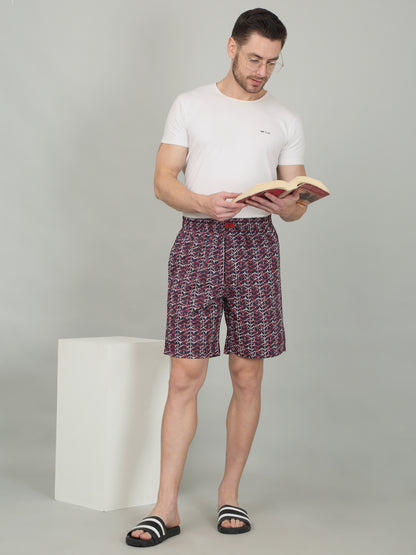 Men's Navy Blue Printed Boxer