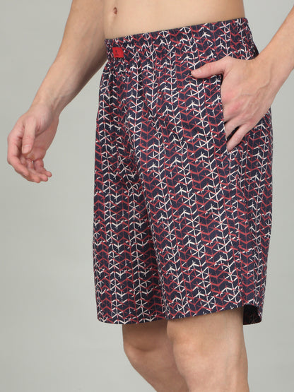 Men's Navy Blue Printed Boxer