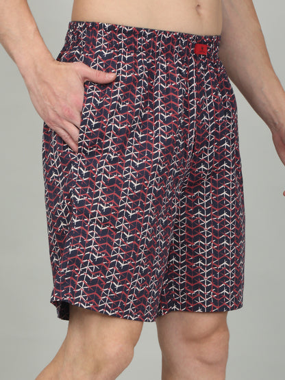 Men's Navy Blue Printed Boxer