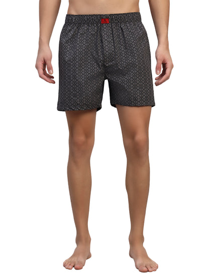 Men's Printed Grey Regular Fit Casual Boxer