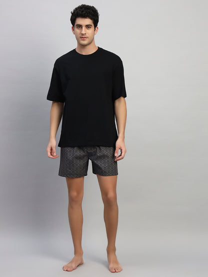 Men's Printed Grey Regular Fit Casual Boxer