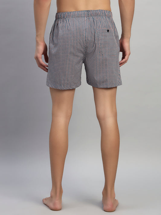 Men's Printed Blue Regular Fit Casual Boxer