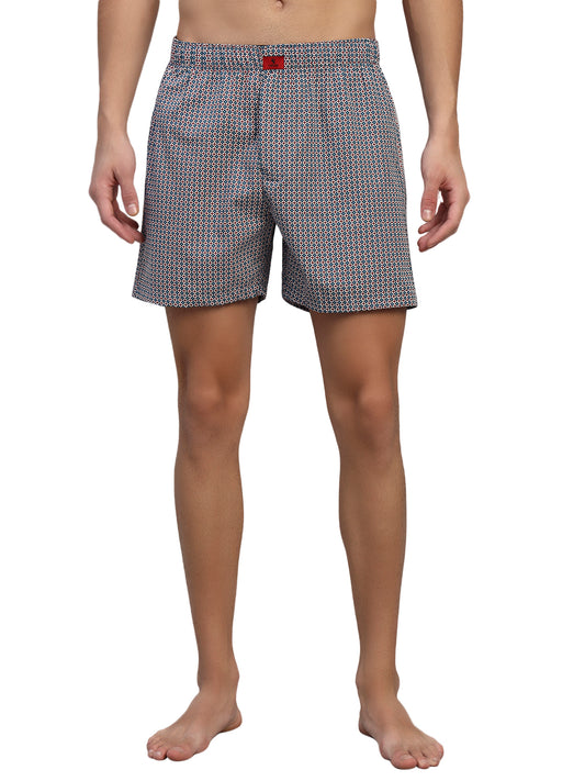 Men's Printed Blue Regular Fit Casual Boxer